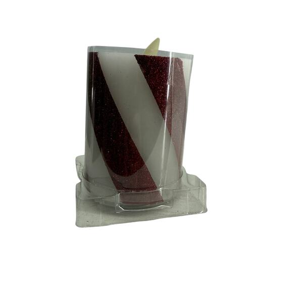 Copied - Luminara 3x4.5 Candy Cane Wide Stripe Flameless LED Pillar Candle - Picture 4 of 7